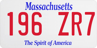 MA license plate 196ZR7