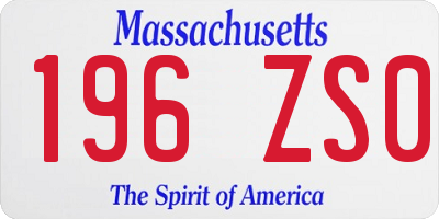 MA license plate 196ZS0