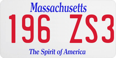 MA license plate 196ZS3
