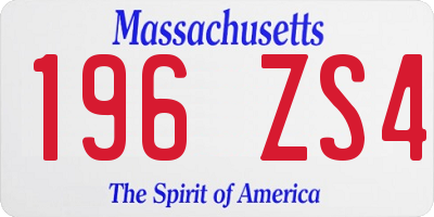 MA license plate 196ZS4