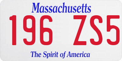 MA license plate 196ZS5