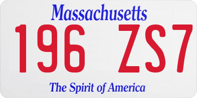 MA license plate 196ZS7