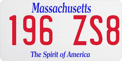 MA license plate 196ZS8