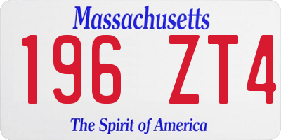 MA license plate 196ZT4