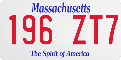MA license plate 196ZT7