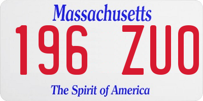 MA license plate 196ZU0
