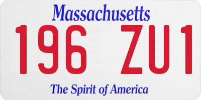 MA license plate 196ZU1