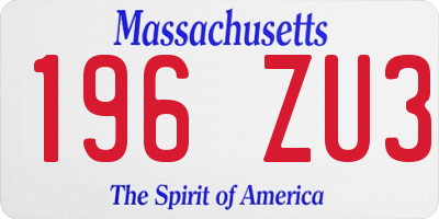 MA license plate 196ZU3