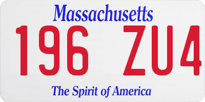 MA license plate 196ZU4