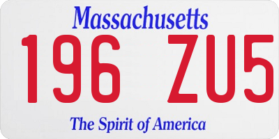 MA license plate 196ZU5