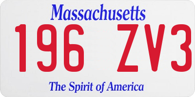 MA license plate 196ZV3