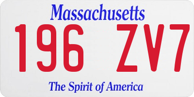 MA license plate 196ZV7