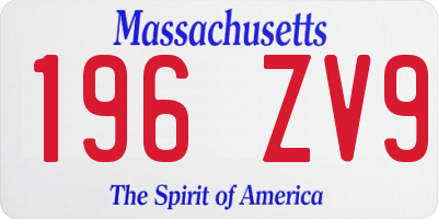 MA license plate 196ZV9
