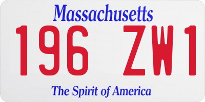 MA license plate 196ZW1