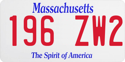 MA license plate 196ZW2