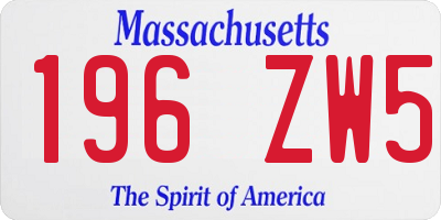 MA license plate 196ZW5