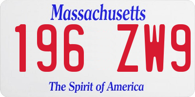 MA license plate 196ZW9