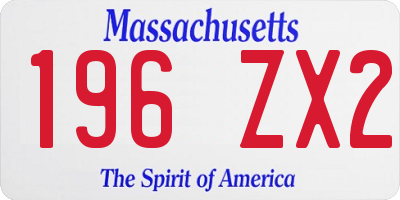 MA license plate 196ZX2