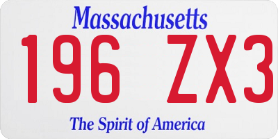 MA license plate 196ZX3
