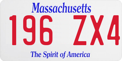 MA license plate 196ZX4