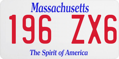 MA license plate 196ZX6