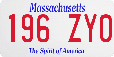 MA license plate 196ZY0