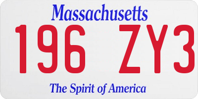 MA license plate 196ZY3