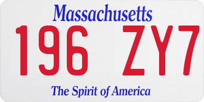 MA license plate 196ZY7