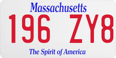MA license plate 196ZY8