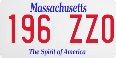 MA license plate 196ZZ0