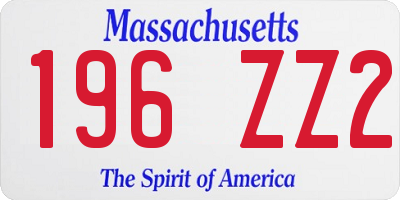 MA license plate 196ZZ2