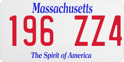 MA license plate 196ZZ4