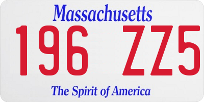 MA license plate 196ZZ5