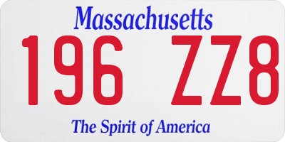 MA license plate 196ZZ8
