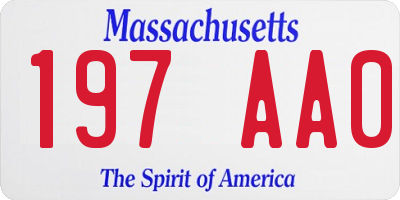 MA license plate 197AA0