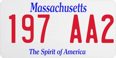 MA license plate 197AA2