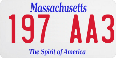 MA license plate 197AA3