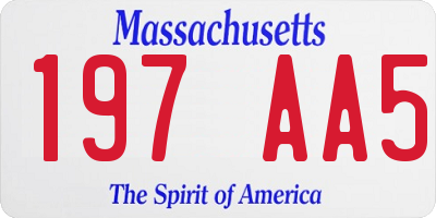 MA license plate 197AA5