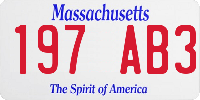 MA license plate 197AB3
