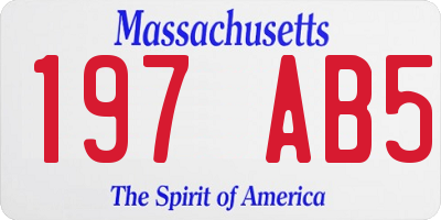 MA license plate 197AB5
