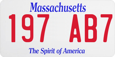 MA license plate 197AB7