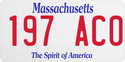 MA license plate 197AC0