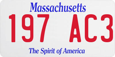 MA license plate 197AC3