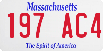 MA license plate 197AC4
