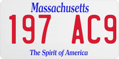 MA license plate 197AC9