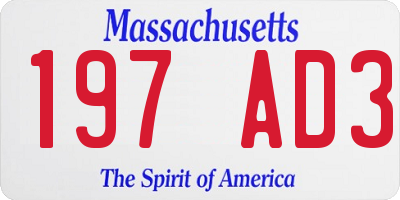 MA license plate 197AD3