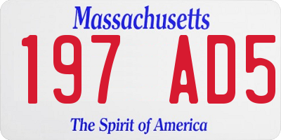 MA license plate 197AD5