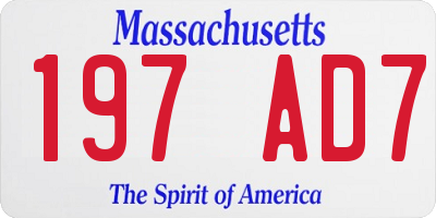MA license plate 197AD7