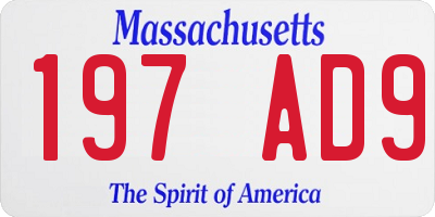MA license plate 197AD9