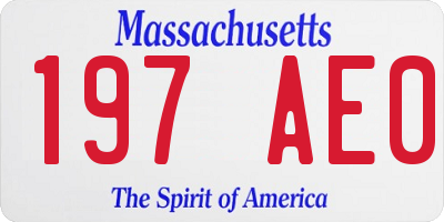 MA license plate 197AE0